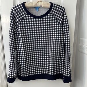 Draper James Navy and White Checkered Sweatshirt